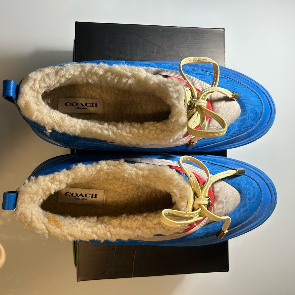 Coach Blue, Red & Cream Heart-Accent Ankle Booties - Picture 5 of 7